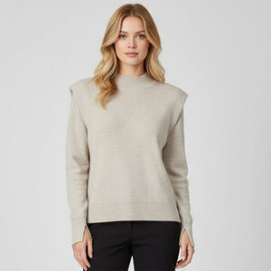 JOIE neutral sweater wool & cashmere blend old money, quiet luxury, minimalist L